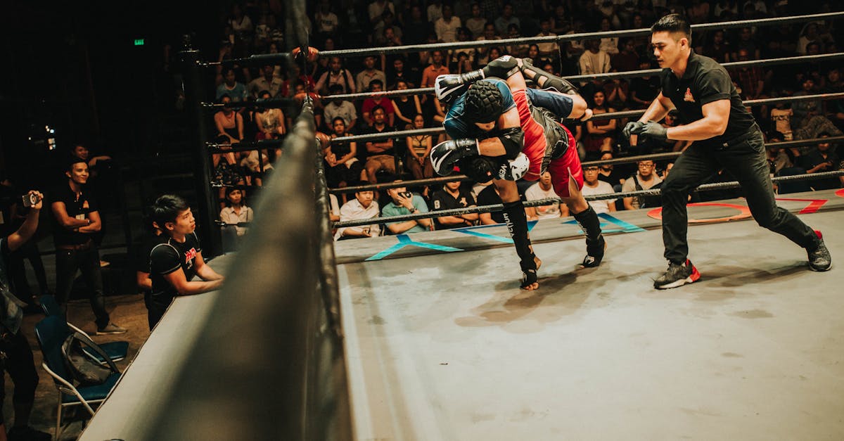 Bare knuckle fighting championship event with fighters in ring