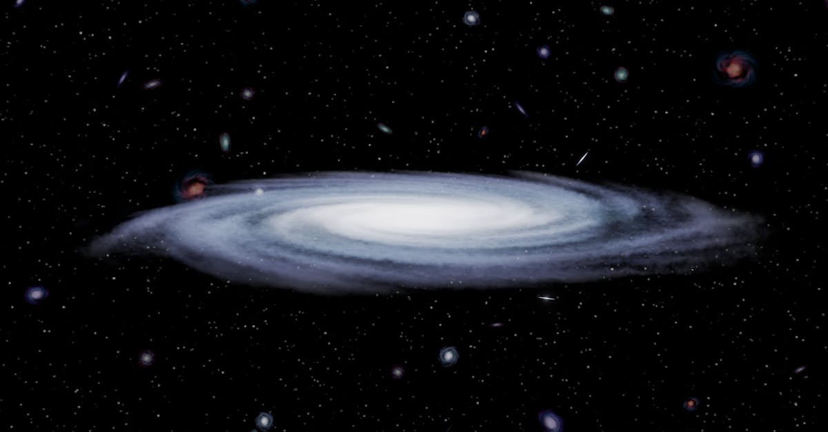 Illustration of a black hole with glowing accretion disk in the early universe surrounded by gas and stellar material