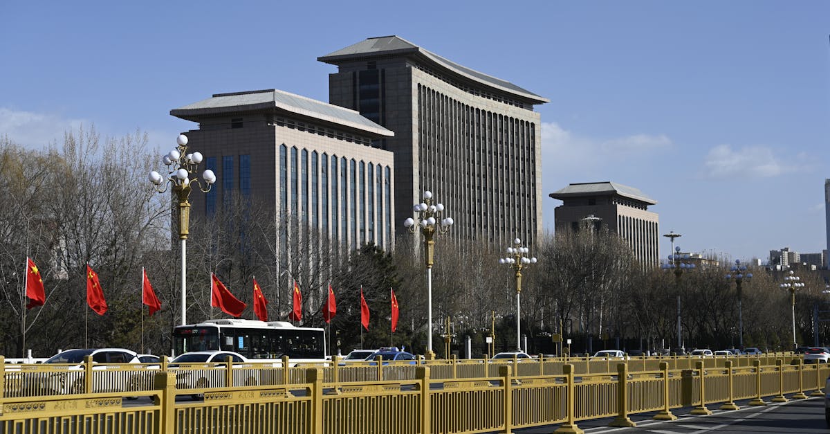 Exterior of China's Commerce Ministry building in Beijing during daytime