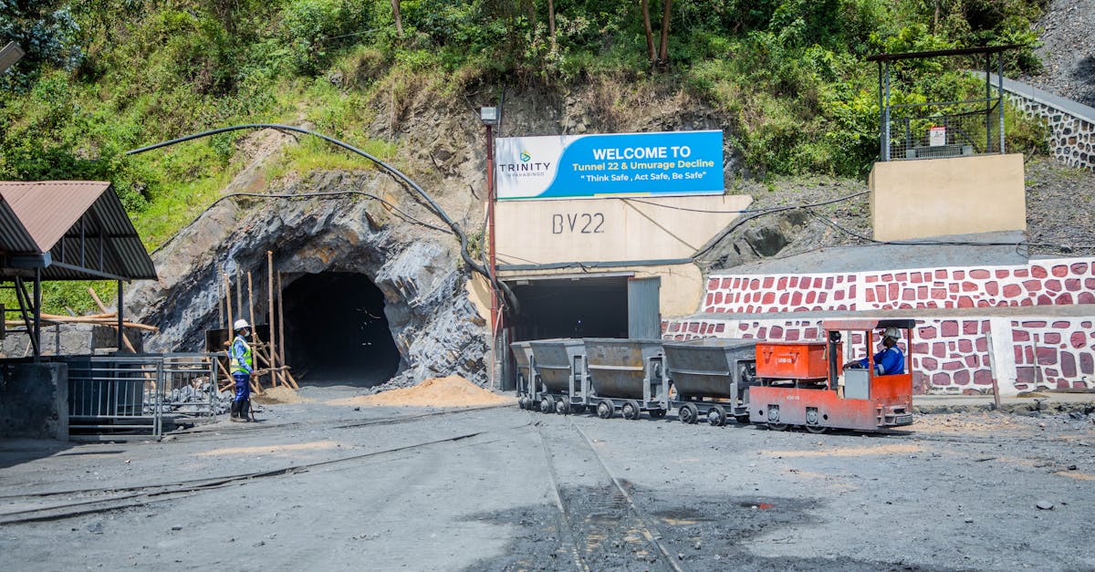View of coltan mining operations in Rubaya, eastern Democratic Republic of Congo, showing mining tunnels and equipment