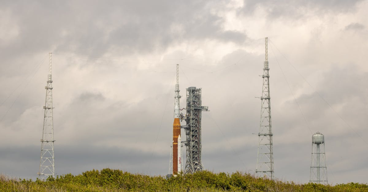 NASA's Space Launch System rocket and Orion spacecraft mounted on the mobile launcher platform