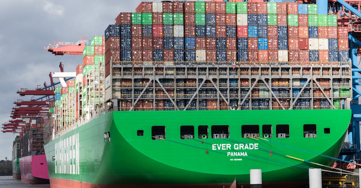Container terminal at Panama Canal showing cargo ships and port infrastructure