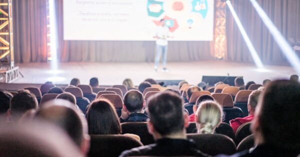 Audience at Mip London event during Ampere Analysis presentation on TV trends