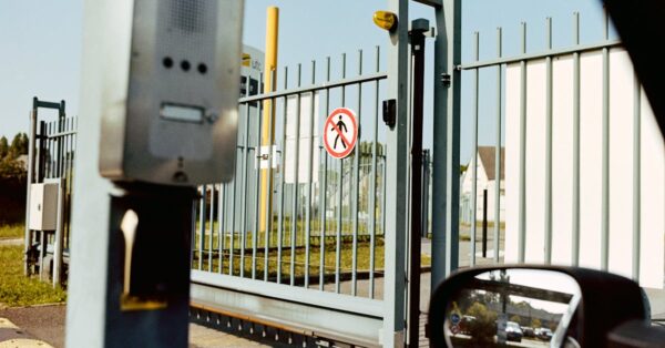 Aerial view of Mar-a-Lago resort perimeter in Palm Beach, Florida, showing secure north gate area