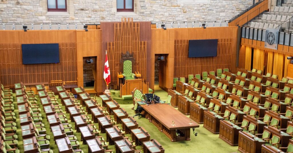 House chamber with members voting on tariff resolution