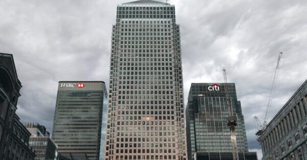 HSBC Holdings headquarters building in London's Canary Wharf financial district