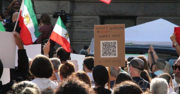 Crowd of Iranian students at Sharif University in Tehran chanting during anti-government protest