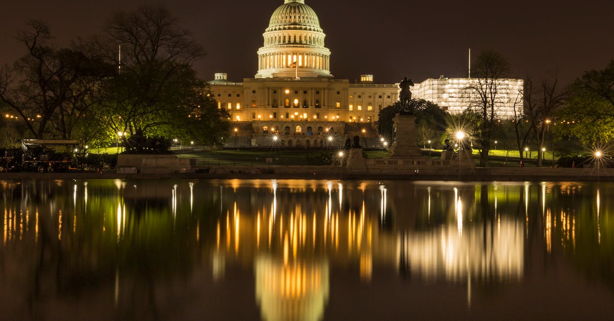 US Capitol building exterior at dusk showing lights from House sessions