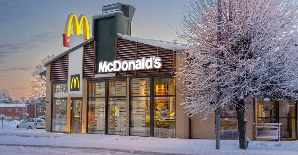 McDonald's restaurant storefront with golden arches logo