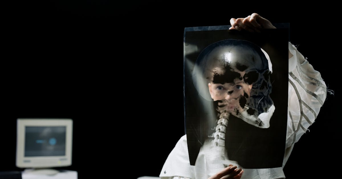 Close-up of a Neanderthal skull fossil being examined in a scientific laboratory setting