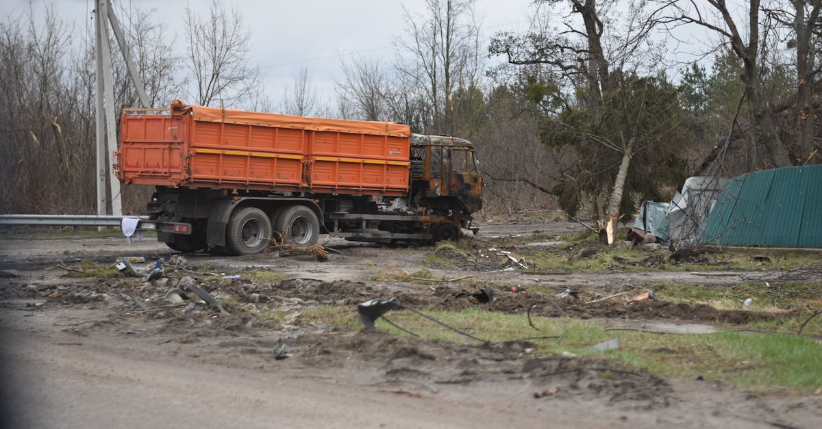 Damaged electrical infrastructure and power transmission lines following military strike