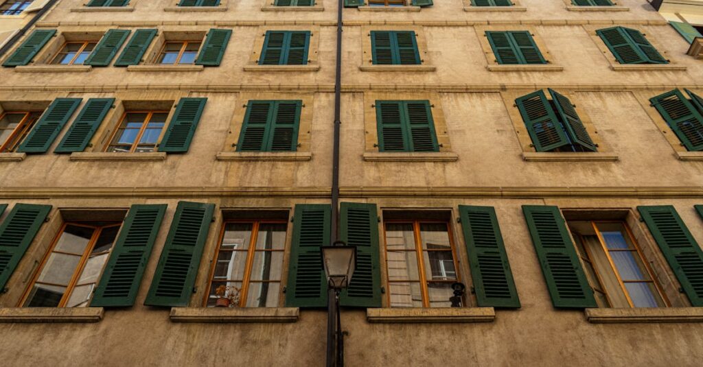 Exterior of building hosting Russia Ukraine US peace talks in Geneva Switzerland